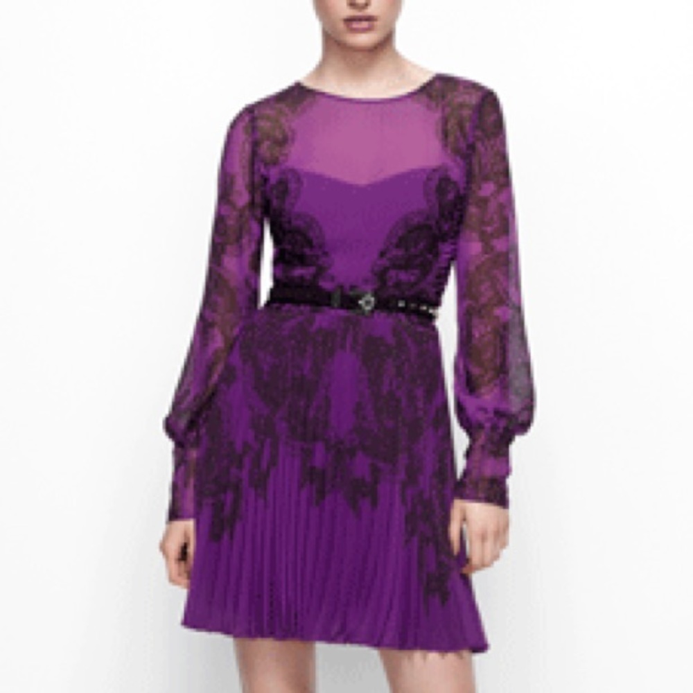 Karen Millen Lace Print w/ Pleated Skirt Dress